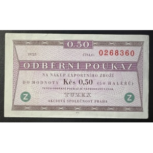 Tuzex bon 0,50 Kčs 1972/I, "Z"