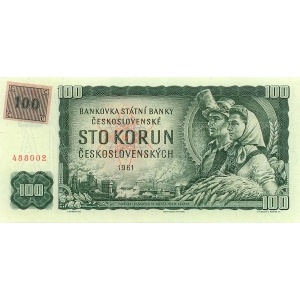 Foto - ČR 100 Kčs 1993/1961 kolkovaná bankovka
