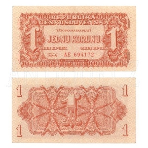 Foto - ČSR 1K - Jedna koruna 1944 Neperf. s. AE