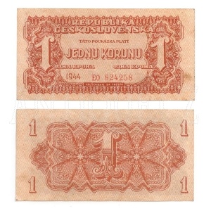 ČSR 1K - Jedna koruna 1944 Neperf. s.EO