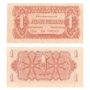 ČSR 1K - Jedna koruna 1944 Neperf. s. EK